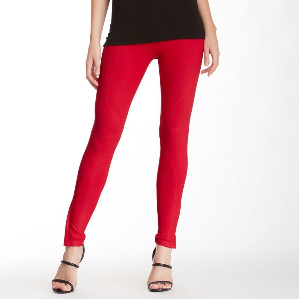 David Lerner Red Coated Crop Leggings